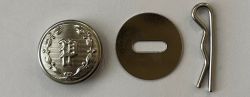 "P" BUTTON SMALL NICKEL SET - 1 "P" Button, 1 Disc & 1 Cotter Pin - EACH